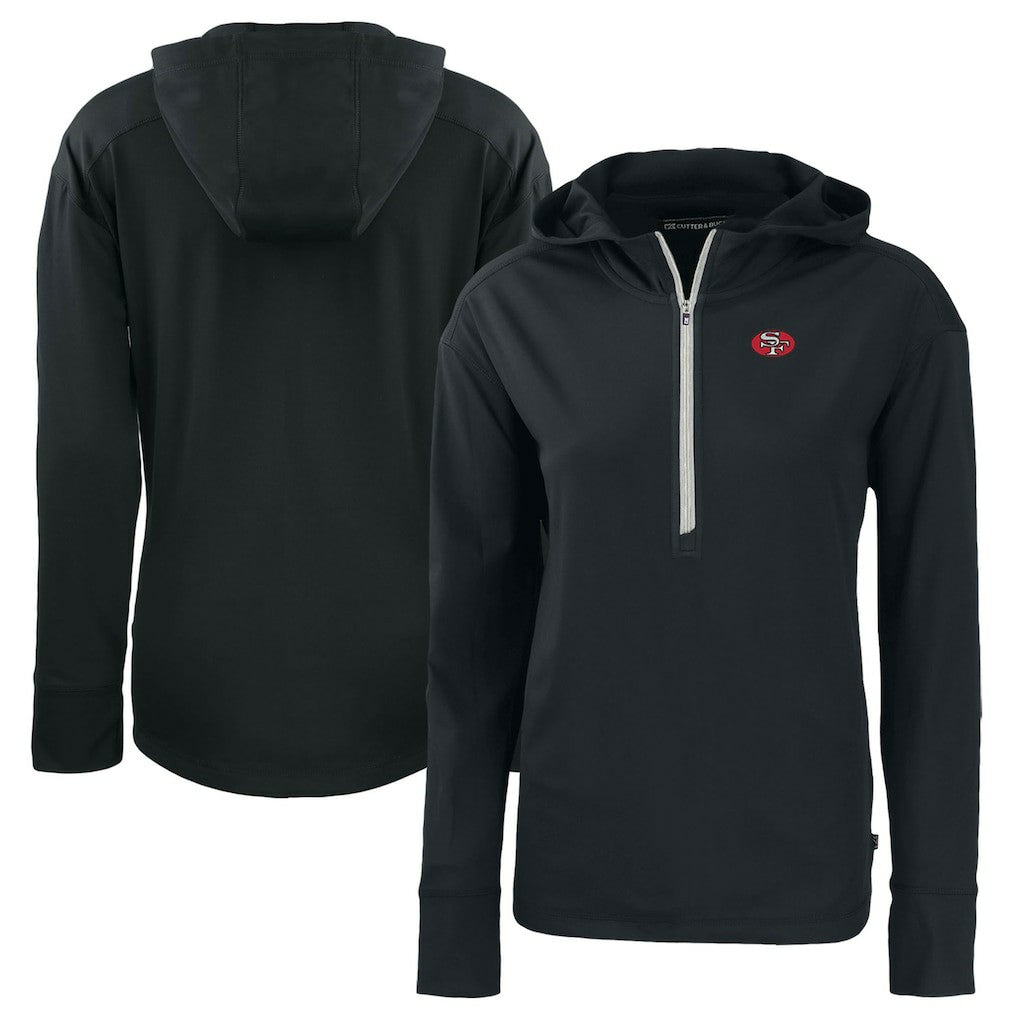 San Francisco 49ers Cutter & Buck Women's Throwback Daybreak Eco Recycled Half-Zip Hoodie - Black - NFL