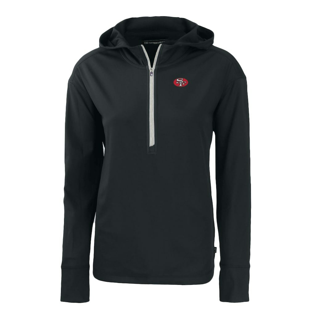 San Francisco 49ers Cutter & Buck Women's Throwback Daybreak Eco Recycled Half-Zip Hoodie - Black - NFL