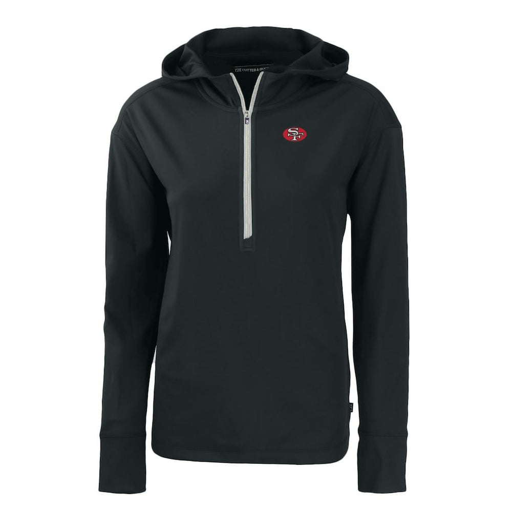 San Francisco 49ers Cutter & Buck Women's Throwback Daybreak Eco Recycled Half-Zip Hoodie - Black - NFL