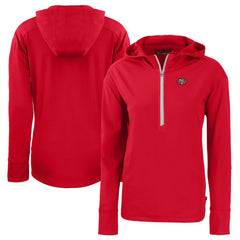 San Francisco 49ers Cutter & Buck Women's Throwback Daybreak Eco Recycled Half-Zip Hoodie - Scarlet - NFL