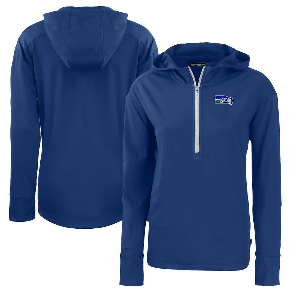 Seattle Seahawks Cutter & Buck Women's Throwback Daybreak Eco Recycled Half-Zip Hoodie - Blue - NFL