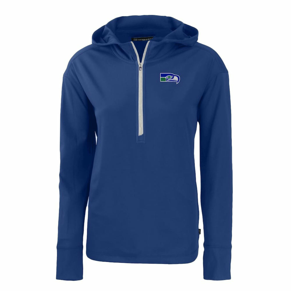 Seattle Seahawks Cutter & Buck Women's Throwback Daybreak Eco Recycled Half-Zip Hoodie - Blue - NFL