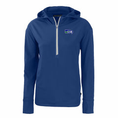 Seattle Seahawks Cutter & Buck Women's Throwback Daybreak Eco Recycled Half-Zip Hoodie - Blue - NFL