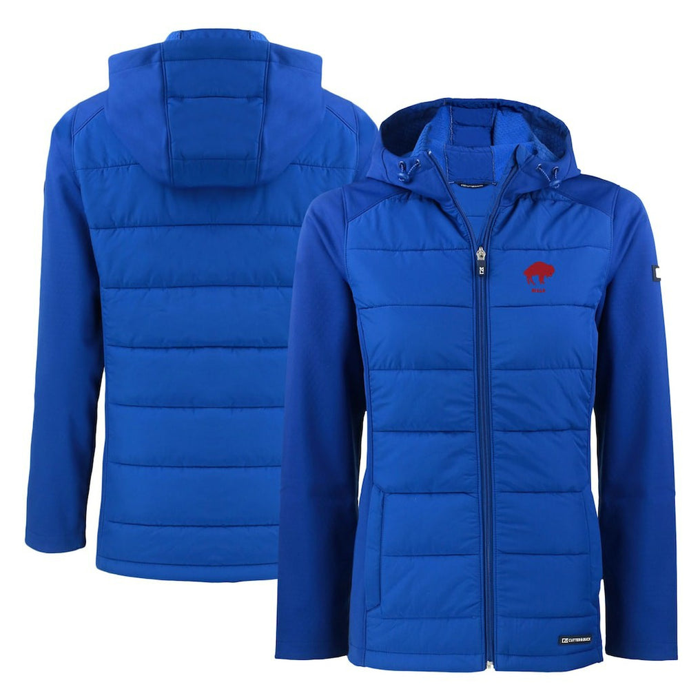 Buffalo Bills Cutter & Buck Women's Throwback Evoke Hybrid Eco Softshell Recycled Full-Zip Hoodie Jacket - Royal - NFL