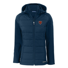 Chicago Bears Cutter & Buck Women's Throwback Evoke Hybrid Eco Softshell Recycled Full-Zip Hoodie Jacket - Navy - NFL