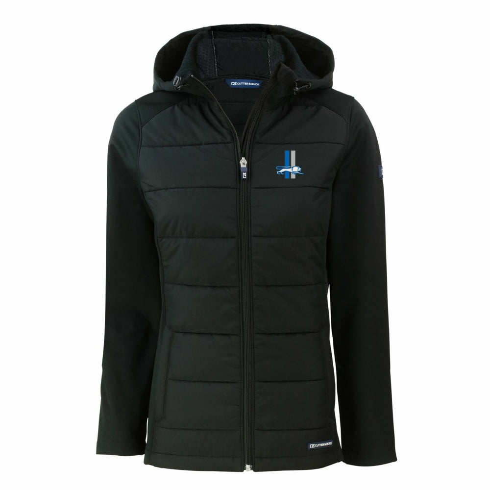 Detroit Lions Cutter & Buck Women's Throwback Evoke Hybrid Eco Softshell Recycled Full-Zip Hoodie Jacket - Black - NFL