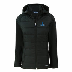 Detroit Lions Cutter & Buck Women's Throwback Evoke Hybrid Eco Softshell Recycled Full-Zip Hoodie Jacket - Black - NFL