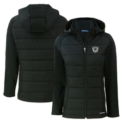 Las Vegas Raiders Cutter & Buck Women's Throwback Evoke Hybrid Eco Softshell Recycled Full-Zip Hoodie Jacket - Black - NFL