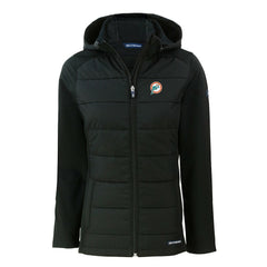 Miami Dolphins Cutter & Buck Women's Throwback Evoke Hybrid Eco Softshell Recycled Full-Zip Hoodie Jacket - Black - NFL