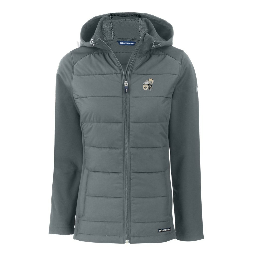 New Orleans Saints Cutter & Buck Women's Throwback Evoke Hybrid Eco Softshell Recycled Full-Zip Hoodie Jacket - Gray - NFL