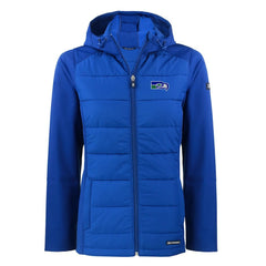 Seattle Seahawks Cutter & Buck Women's Throwback Evoke Hybrid Eco Softshell Recycled Full-Zip Hoodie Jacket - Blue - NFL