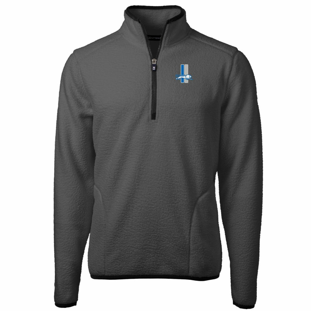 Detroit Lions Cutter & Buck Throwback Cascade Eco Sherpa Fleece Quarter-Zip Pullover Jacket - Gray/Black - NFL