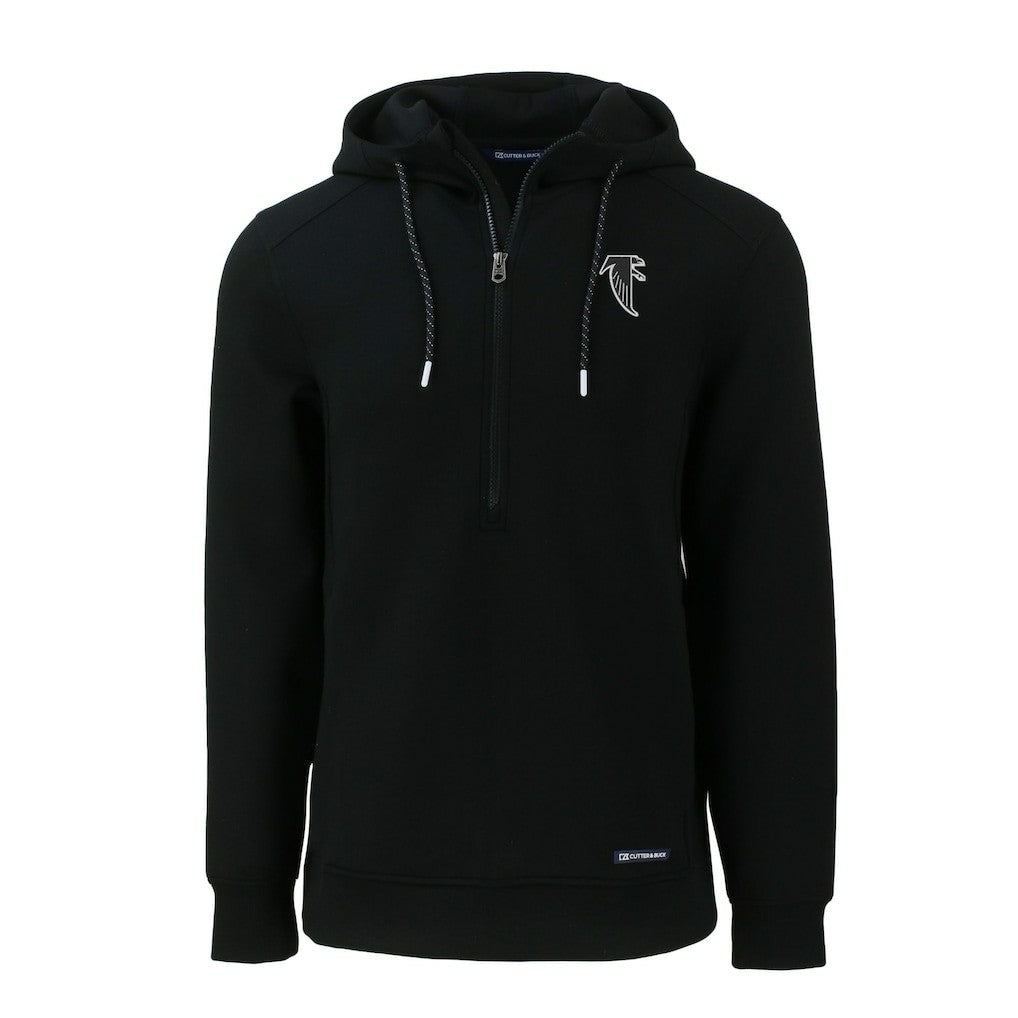 Atlanta Falcons Cutter & Buck Throwback Roam Eco Half-Zip Recycled Pullover Hoodie - Black - NFL