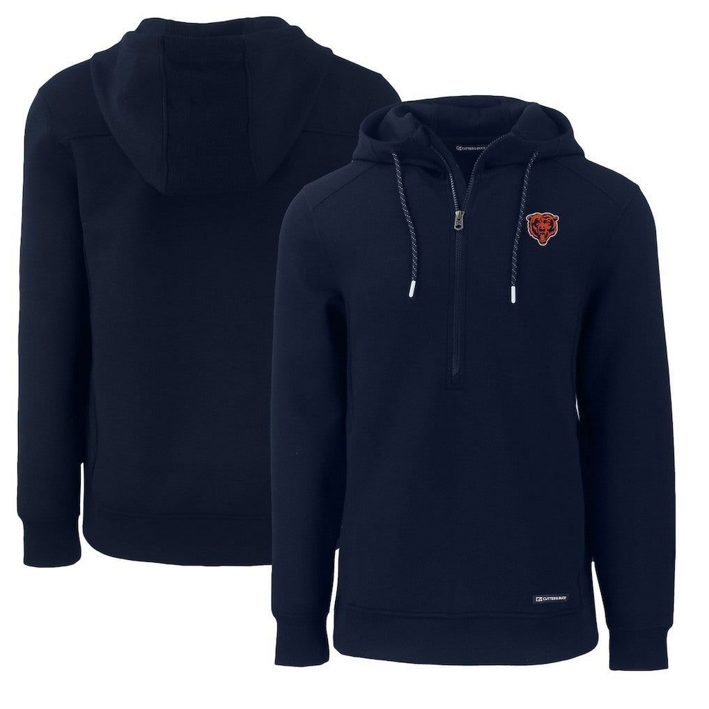 Chicago Bears Cutter & Buck Throwback Roam Eco Half-Zip Recycled Pullover Hoodie - Navy - NFL