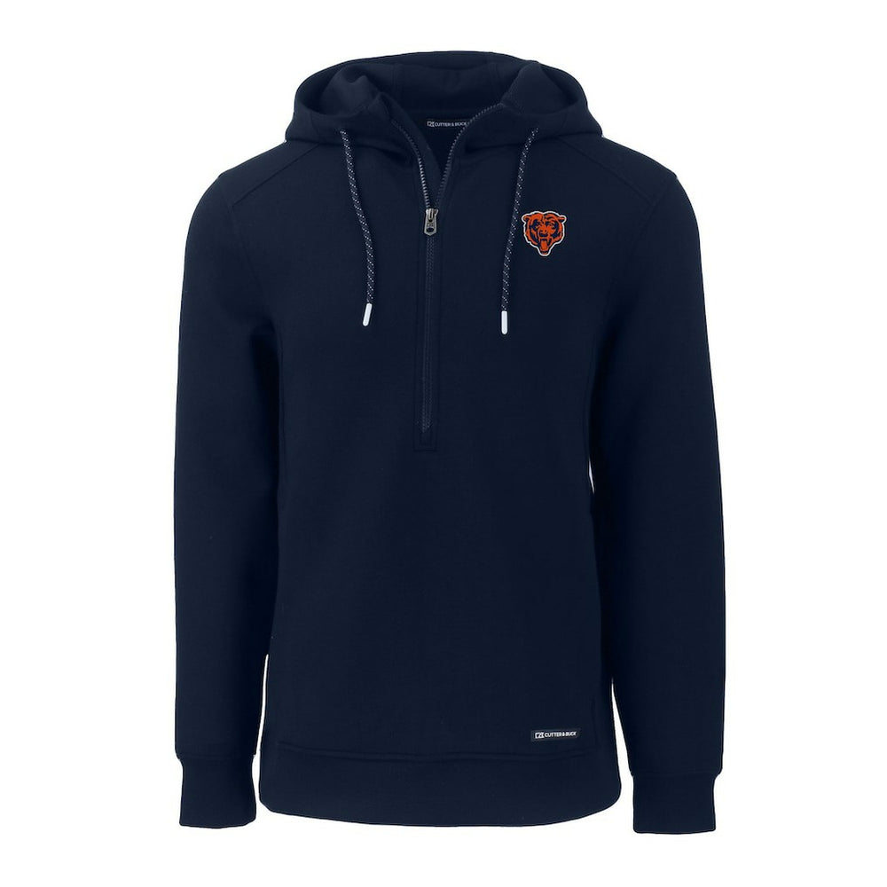 Chicago Bears Cutter & Buck Throwback Roam Eco Half-Zip Recycled Pullover Hoodie - Navy - NFL