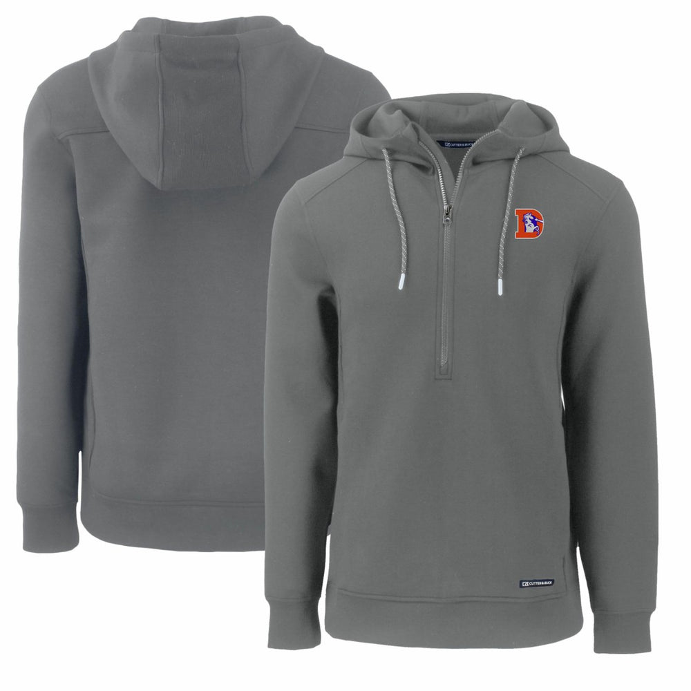 Denver Broncos Cutter & Buck Throwback Roam Eco Half-Zip Recycled Pullover Hoodie - Gray - NFL
