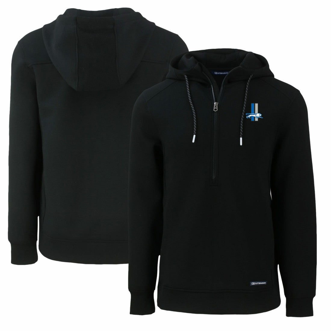 Detroit Lions Cutter & Buck Throwback Roam Eco Half-Zip Recycled Pullover Hoodie - Black - NFL