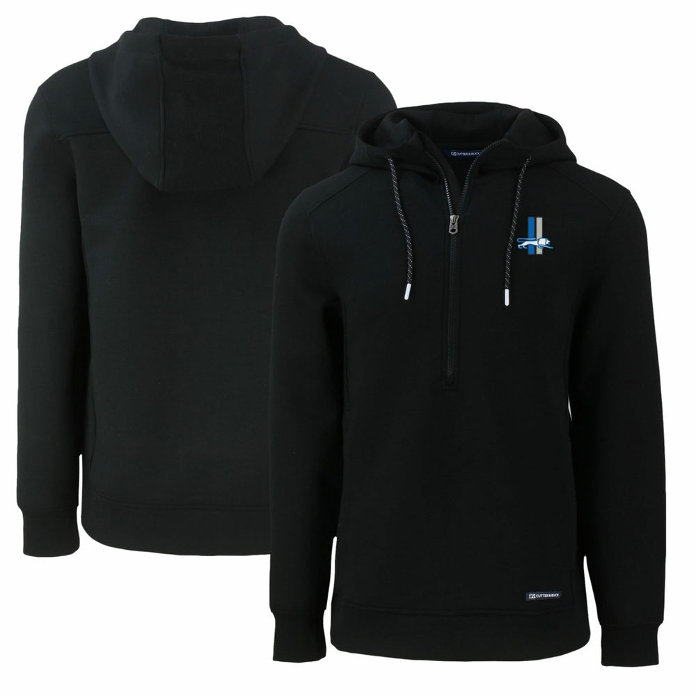Detroit Lions Cutter & Buck Throwback Roam Eco Half-Zip Recycled Pullover Hoodie - Black - NFL