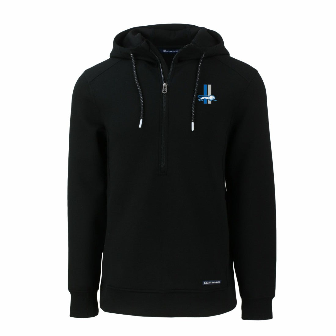 Detroit Lions Cutter & Buck Throwback Roam Eco Half-Zip Recycled Pullover Hoodie - Black - NFL