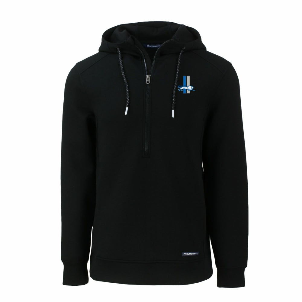 Detroit Lions Cutter & Buck Throwback Roam Eco Half-Zip Recycled Pullover Hoodie - Black - NFL