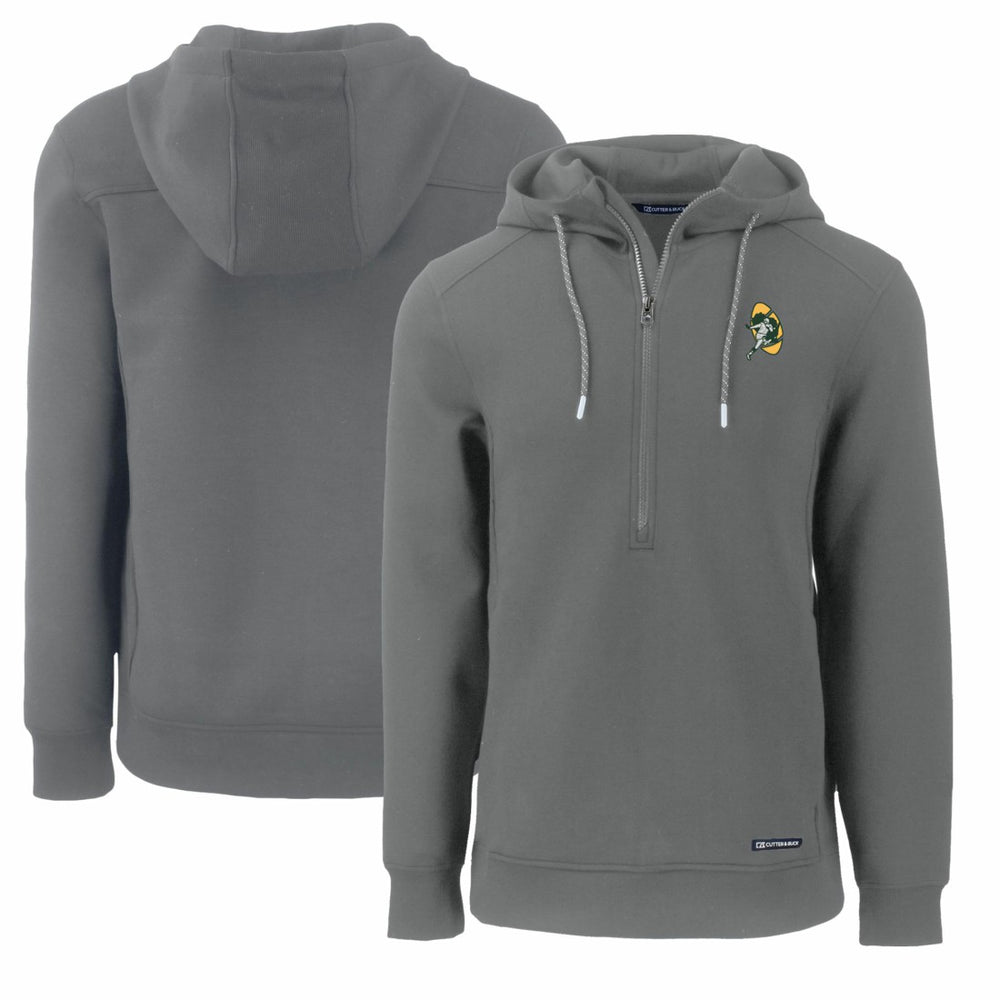 Green Bay Packers Cutter & Buck Throwback Roam Eco Half-Zip Recycled Pullover Hoodie - Gray - NFL