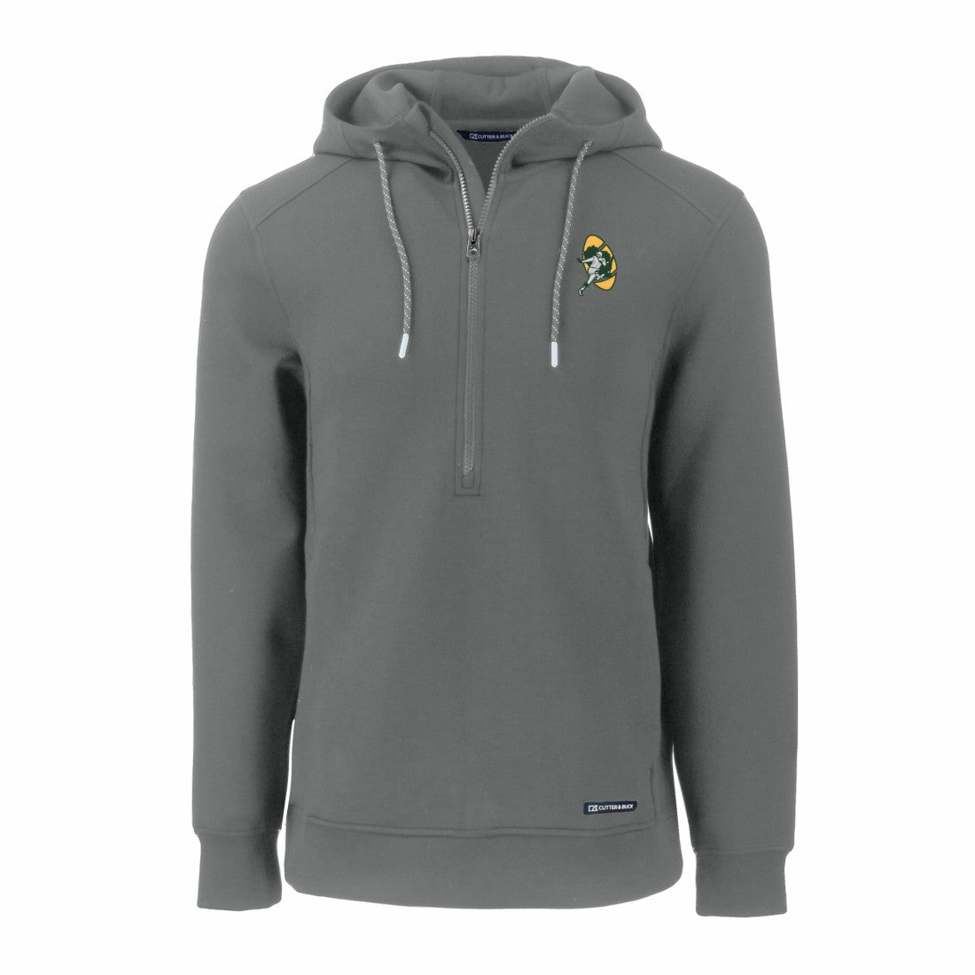 Green Bay Packers Cutter & Buck Throwback Roam Eco Half-Zip Recycled Pullover Hoodie - Gray - NFL