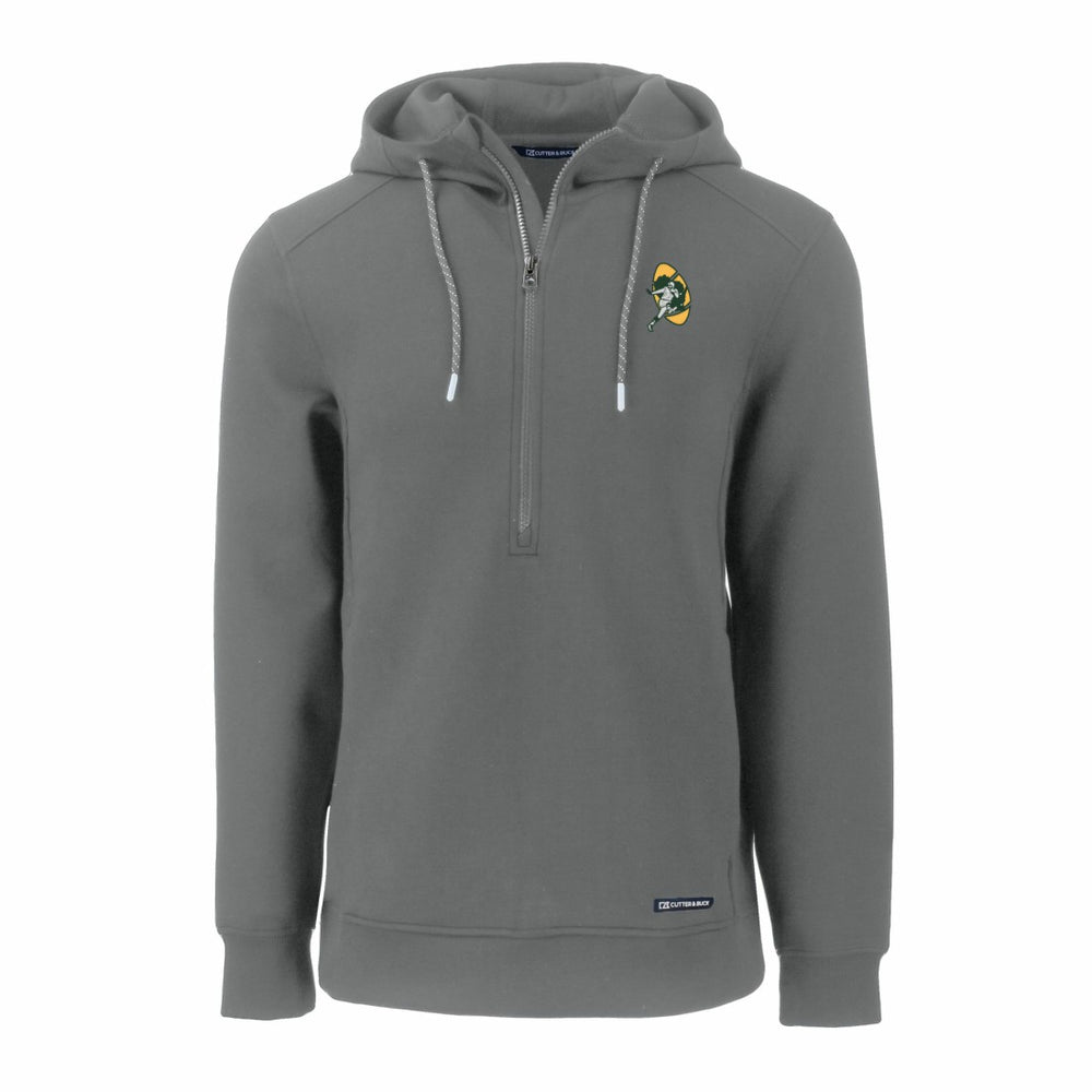 Green Bay Packers Cutter & Buck Throwback Roam Eco Half-Zip Recycled Pullover Hoodie - Gray - NFL