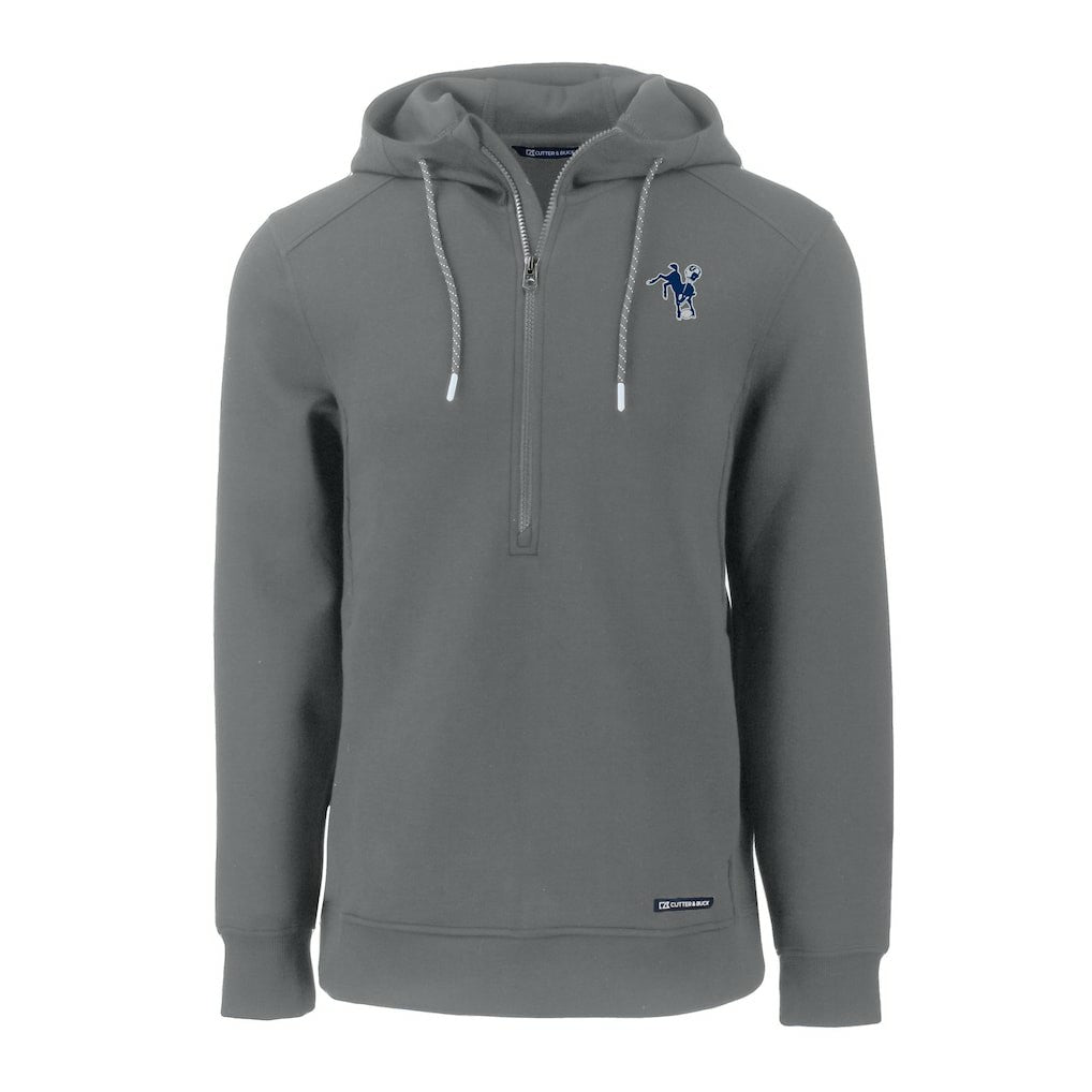 Indianapolis Colts Cutter & Buck Throwback Roam Eco Half-Zip Recycled Pullover Hoodie - Gray - NFL