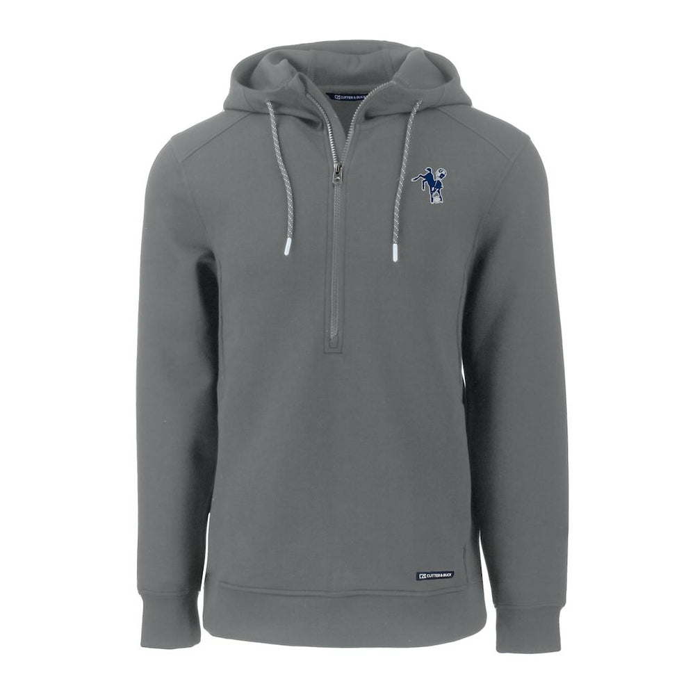 Indianapolis Colts Cutter & Buck Throwback Roam Eco Half-Zip Recycled Pullover Hoodie - Gray - NFL