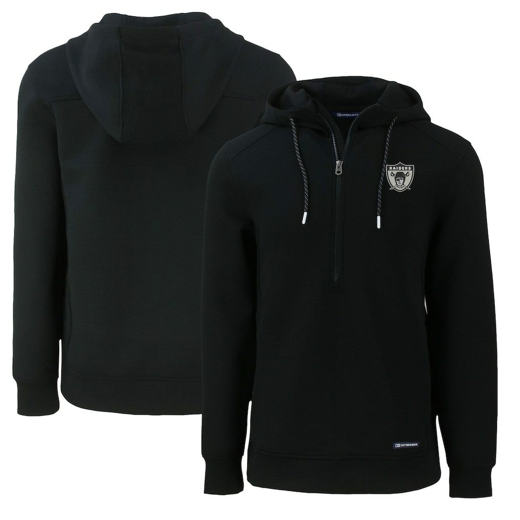 Las Vegas Raiders Cutter & Buck Throwback Roam Eco Half-Zip Recycled Pullover Hoodie - Black - NFL