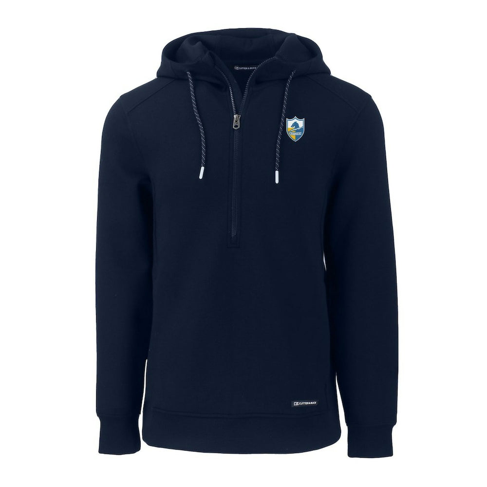 Los Angeles Chargers Cutter & Buck Throwback Roam Eco Half-Zip Recycled Pullover Hoodie - Navy - NFL
