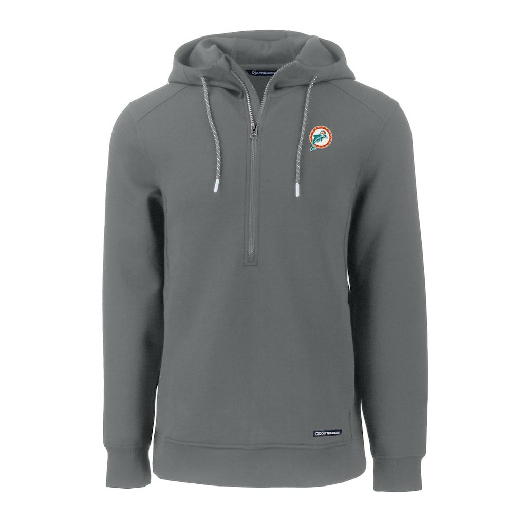 Miami Dolphins Cutter & Buck Throwback Roam Eco Half-Zip Recycled Pullover Hoodie - Gray - NFL