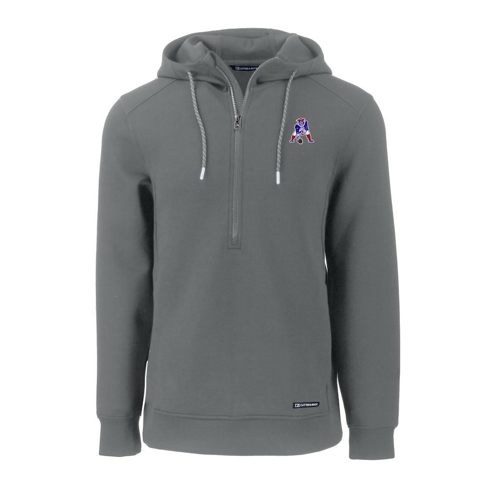 New England Patriots Cutter & Buck Throwback Roam Eco Half-Zip Recycled Pullover Hoodie - Gray - NFL