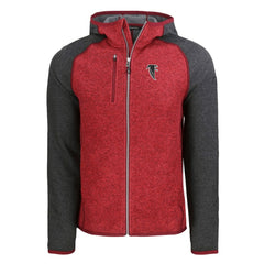 Atlanta Falcons Cutter & Buck Throwback Mainsail Sweater-Knit Full-Zip Hoodie - Heather Red/Heather Charcoal - NFL