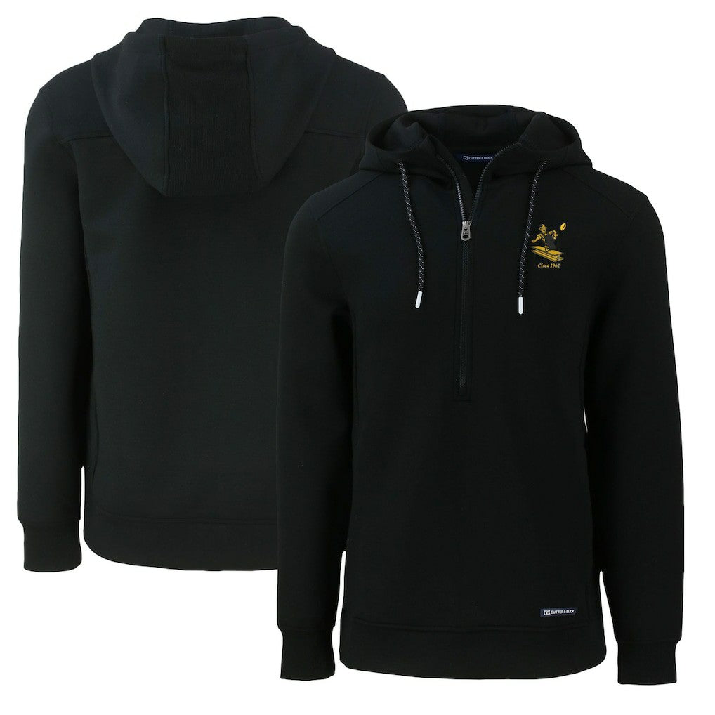 Pittsburgh Steelers Cutter & Buck Throwback Roam Eco Half-Zip Recycled Pullover Hoodie - Black - NFL