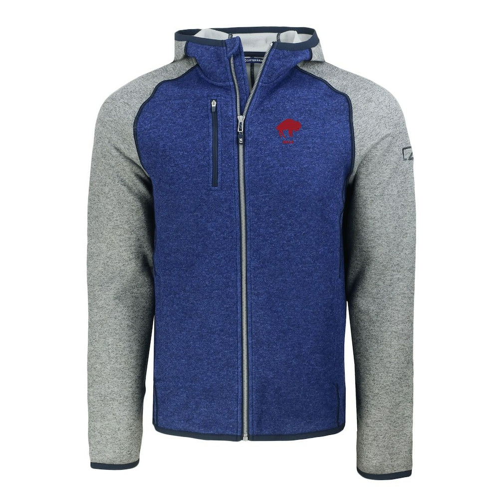 Buffalo Bills Cutter & Buck Throwback Mainsail Sweater-Knit Full-Zip Hoodie - Royal/Heather Gray - NFL