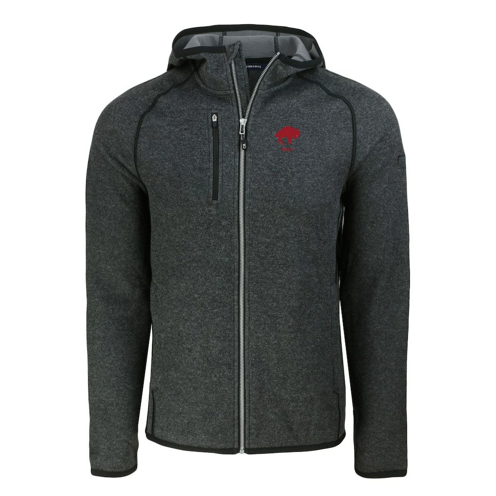 Buffalo Bills Cutter & Buck Throwback Mainsail Sweater-Knit Full-Zip Hoodie - Heather Charcoal - NFL