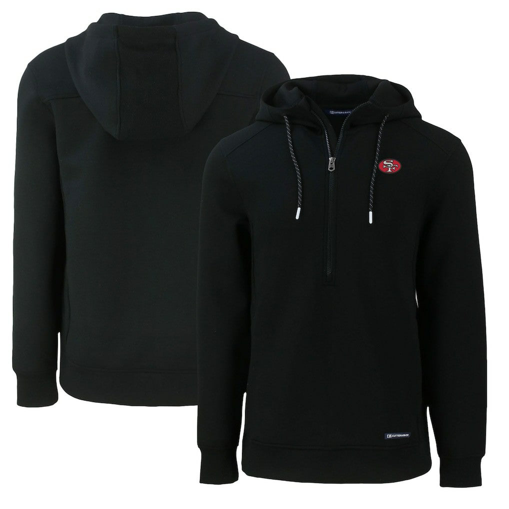 San Francisco 49ers Cutter & Buck Throwback Roam Eco Half-Zip Recycled Pullover Hoodie - Black - NFL