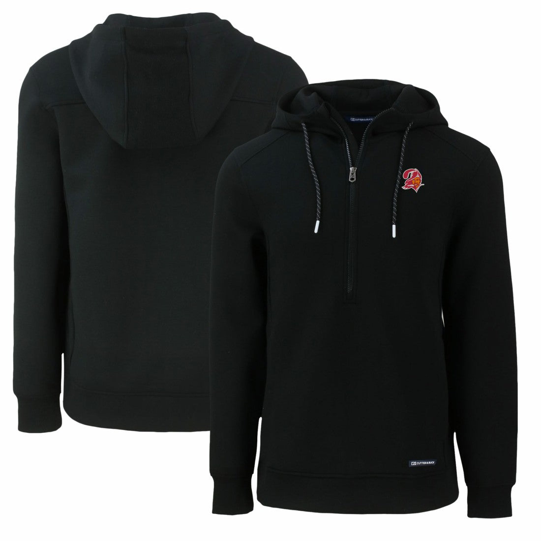 Tampa Bay Buccaneers Cutter & Buck Throwback Roam Eco Half-Zip Recycled Pullover Hoodie - Black - NFL