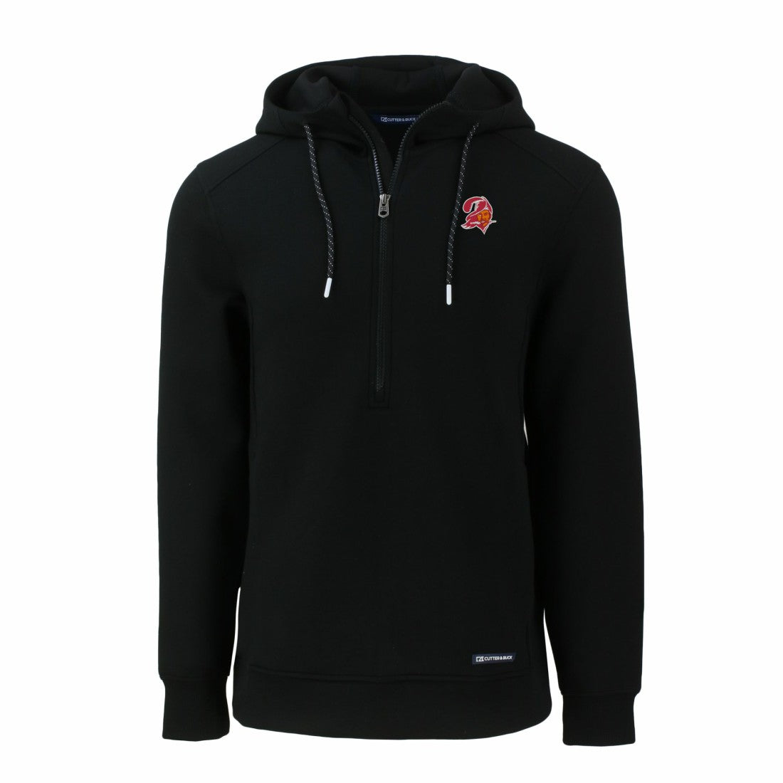 Tampa Bay Buccaneers Cutter & Buck Throwback Roam Eco Half-Zip Recycled Pullover Hoodie - Black - NFL