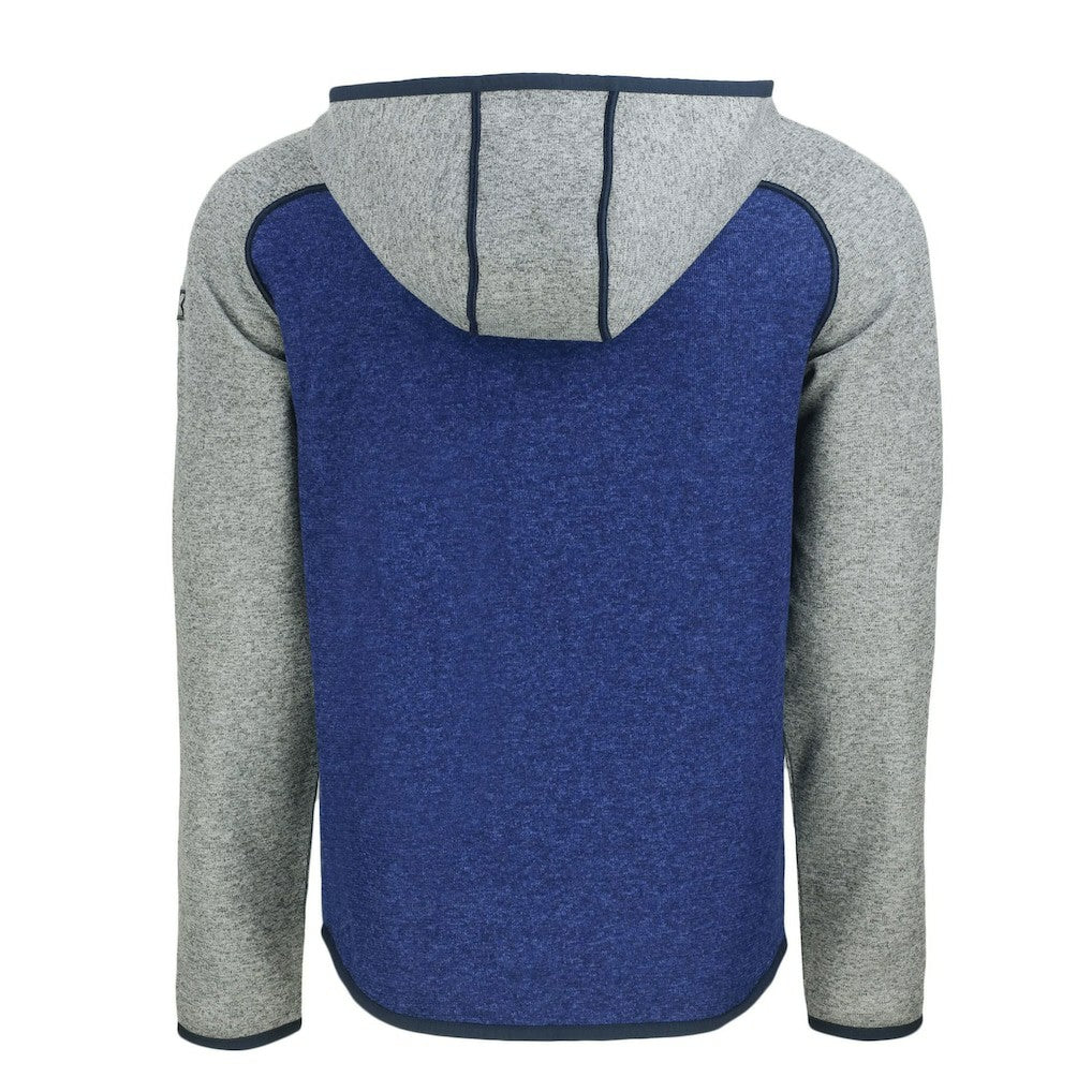 Denver Broncos Cutter & Buck Throwback Mainsail Sweater-Knit Full-Zip Hoodie - Royal/Heather Gray - NFL