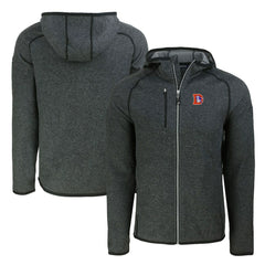 Denver Broncos Cutter & Buck Throwback Mainsail Sweater-Knit Full-Zip Hoodie - Heather Charcoal - NFL