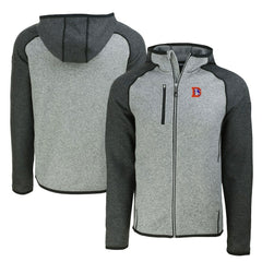 Denver Broncos Cutter & Buck Throwback Mainsail Sweater-Knit Full-Zip Hoodie - Heather Gray/Heather Charcoal - NFL