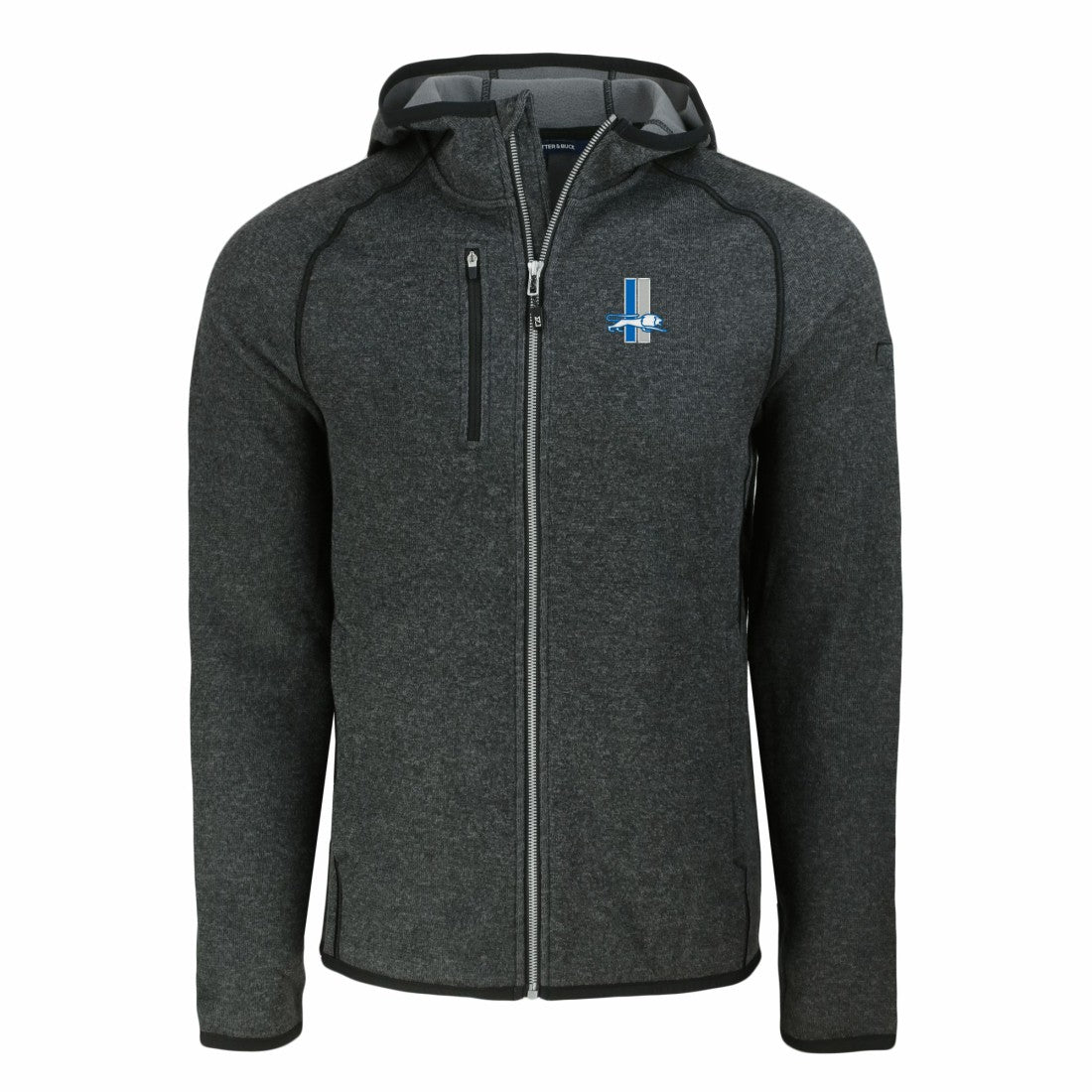 Detroit Lions Cutter & Buck Throwback Mainsail Sweater-Knit Full-Zip Hoodie - Heather Charcoal - NFL