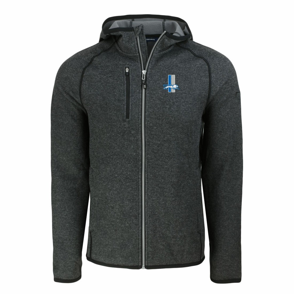 Detroit Lions Cutter & Buck Throwback Mainsail Sweater-Knit Full-Zip Hoodie - Heather Charcoal - NFL