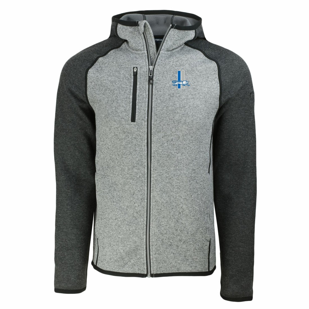 Detroit Lions Cutter & Buck Throwback Mainsail Sweater-Knit Full-Zip Hoodie - Heather Gray/Heather Charcoal - NFL