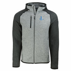 Detroit Lions Cutter & Buck Throwback Mainsail Sweater-Knit Full-Zip Hoodie - Heather Gray/Heather Charcoal - NFL