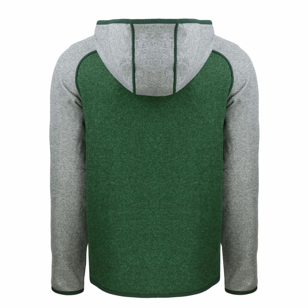 Green Bay Packers Cutter & Buck Throwback Mainsail Sweater-Knit Full-Zip Hoodie - Heather Green/Heather Gray - NFL