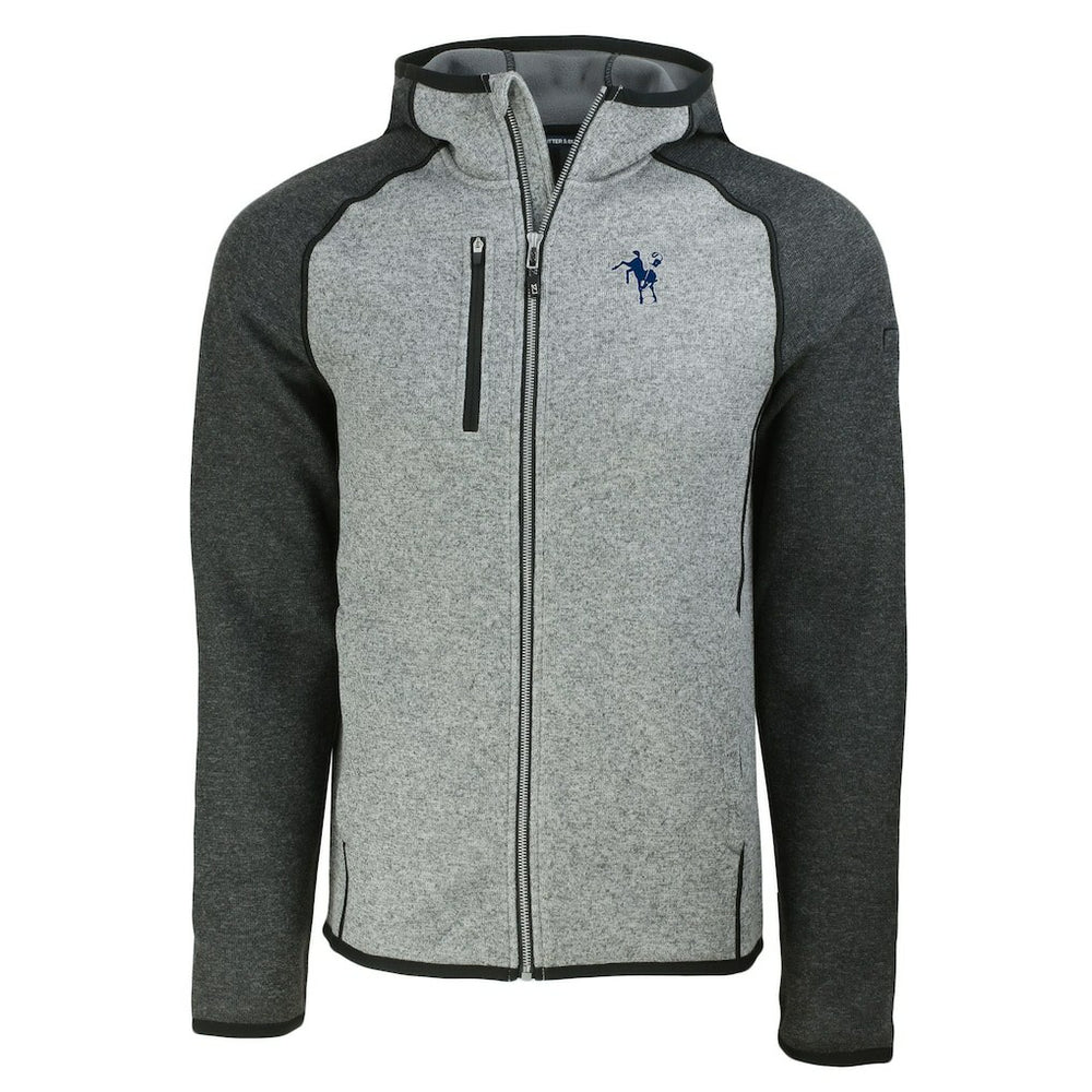 Indianapolis Colts Cutter & Buck Throwback Mainsail Sweater-Knit Full-Zip Hoodie - Heather Gray/Heather Charcoal - NFL