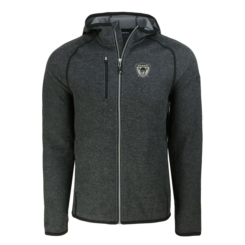 Las Vegas Raiders Cutter & Buck Throwback Mainsail Sweater-Knit Full-Zip Hoodie - Heather Charcoal - NFL